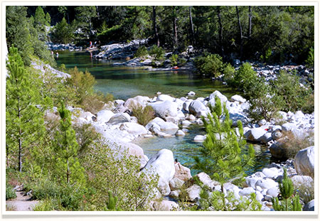 Photo de la rivière Solenzara à proximité du Camping La Vetta à Porto-Vecchio en Corse du Sud.